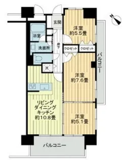 クレール牛田本町【6階】の間取り