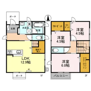 ヴィラルナ D棟【1階】の間取り