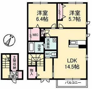 シャーメゾン赤坂 A棟【2階】の間取り