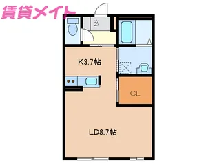 ヴィラージュ布気【1階】の間取り
