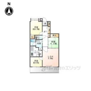 ライオンズマンション奈良帝塚山【2階】の間取り