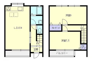 大島タウンハウスAの間取り