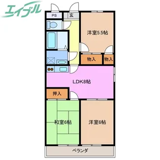 ファミール西浜田 北館【4階】の間取り