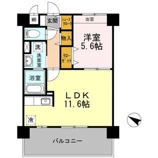 1LDKの間取り画像