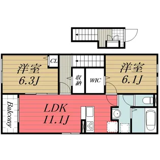 千葉県富里市七栄【アパート】の間取り