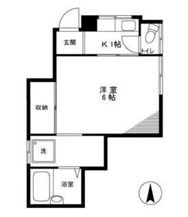 関アパートニ号館【1階】の間取り