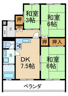 枚方ハイツ3号館【3階】の間取り