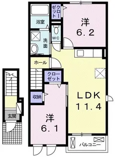 山口県宇部市笹山町1【アパート】の間取り