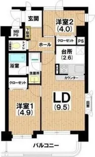 ダイアパレス水車町【5階】の間取り