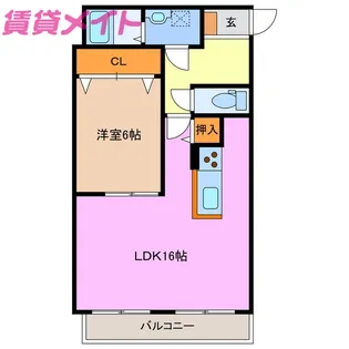 ウッドベルスクエアB棟【2階】の間取り