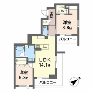 CLASSEUM連坊III【3階】の間取り