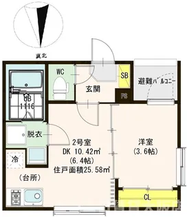 ハーモニーテラス大今里南II【2階】の間取り