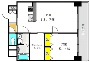 アプリーレ中之島【7階】の間取り