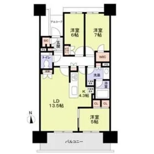 HARUMI FLAG PARK VILLAGE C棟(晴海フラッグパ【12階】の間取り