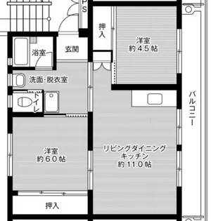 ビレッジハウス津の井4号棟【5階】の間取り