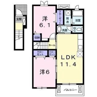 サウス ウェルズII【2階】の間取り
