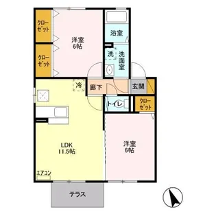 エスポワールII【1階】の間取り