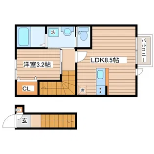 FORIA新宮沢橋A【2階】の間取り