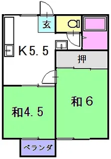 川原内ハイツB【2階】の間取り