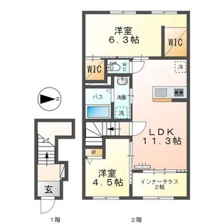 仮)四箇1丁目新築賃貸アパート【2階】の間取り