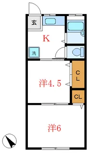リジェーネA棟・2017年建物再生アパート【2階】の間取り