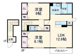 山梨県中巨摩郡昭和町西条新田【アパート】の間取り