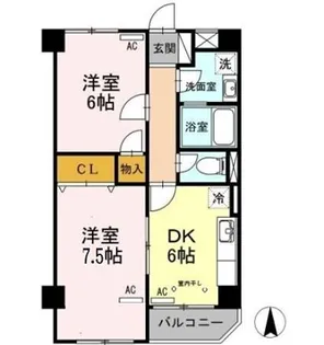 東京都国分寺市光町1【マンション】の間取り