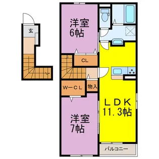 サニー・フィールド【2階】の間取り