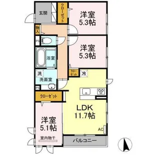 ピアチェーレアミカ【3階】の間取り