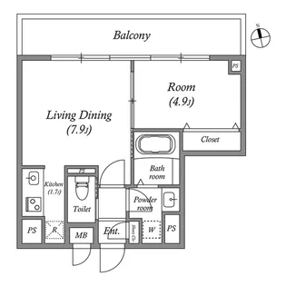 コスモグラシア内神田【6階】の間取り