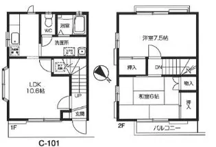 東京都国立市北2【一戸建】の間取り