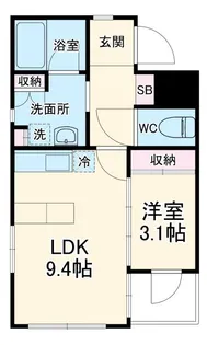 アズーロ・エ・マローネ本厚木【1階】の間取り