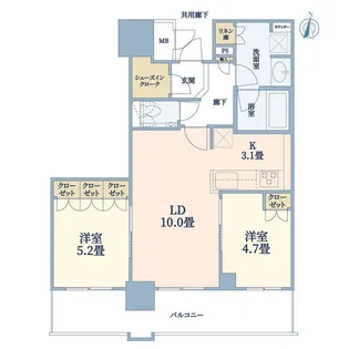 ブランズタワー梅田North【15階】の間取り
