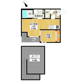 愛知県名古屋市北区山田2【アパート】の間取り