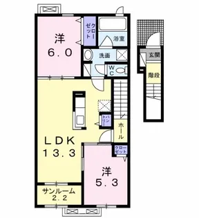 ソレアード・フロレスタ【2階】の間取り