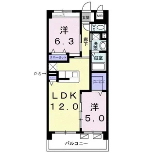 カーサ ウフー【2階】の間取り