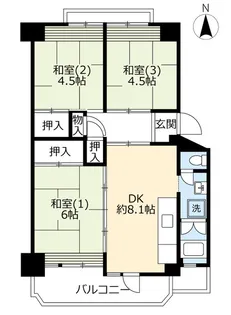 URリバーサイドしろきた【3階】の間取り