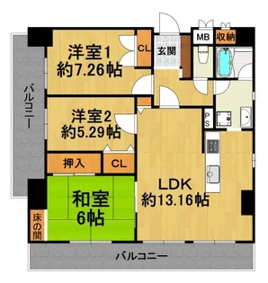 セントラルガーデンタワー【22階】の間取り