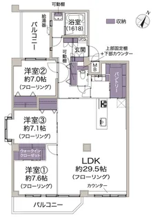 夙川羽衣町パークハイム【1階】の間取り