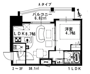 リノリノアパートメント土橋【7階】の間取り