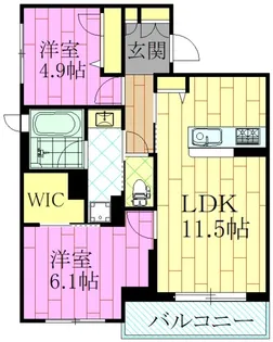 デルフィ淕番館【2階】の間取り