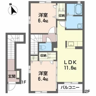 エアル クオーレB【2階】の間取り