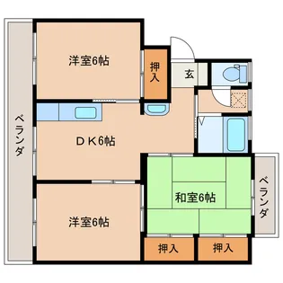 ハイツナガトモII【4階】の間取り