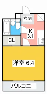 1ルーム東山A【2階】の間取り