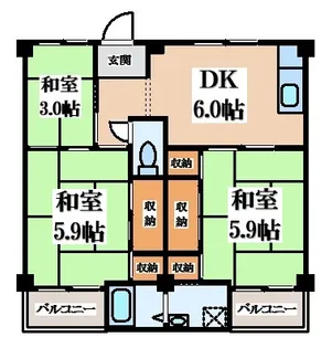 ビレッジハウス倉治【4階】の間取り