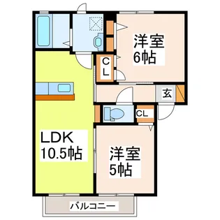 サウザンドタウンD【2階】の間取り