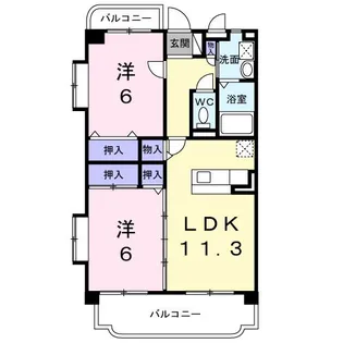 レオ・グランド山ノ神【2階】の間取り