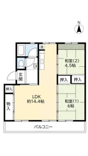 2LDKの間取り画像