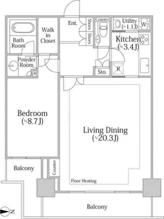 河田町ガーデン クラブフロア【35階】の間取り