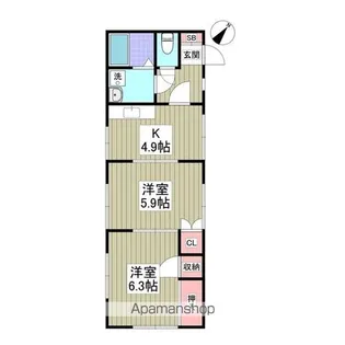 ハイツ中根【1階】の間取り